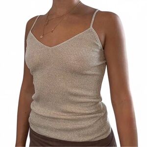 H&M Sparkly Silver Ribbed Camisole Top